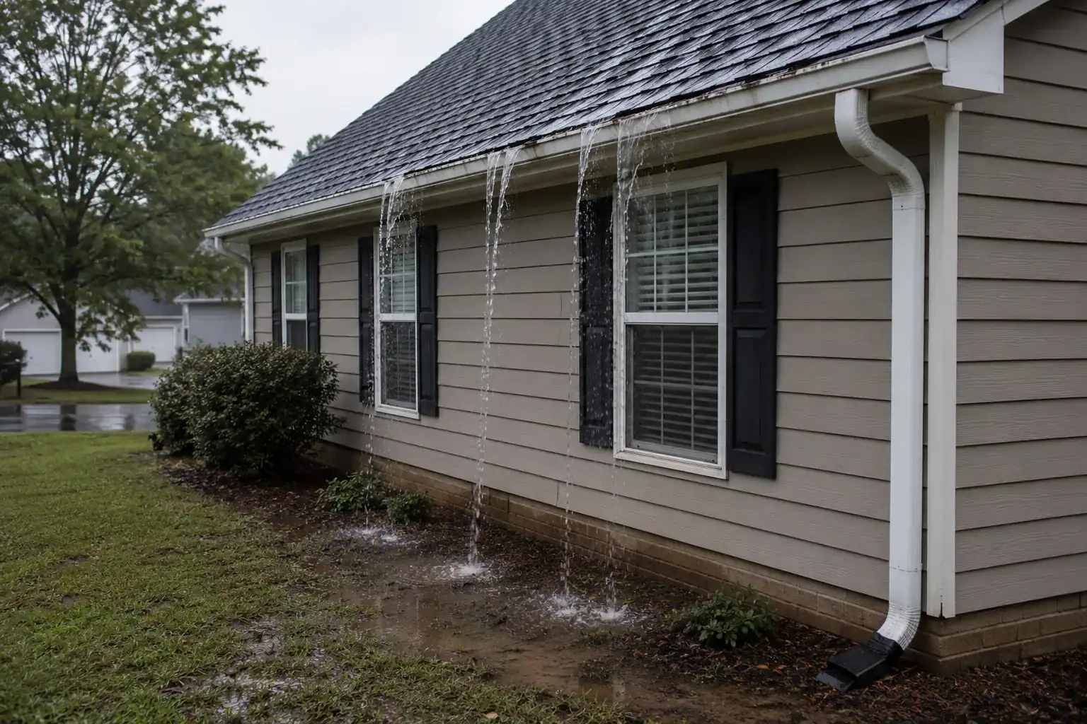 Water damage from damaged gutters in Greenwood SC